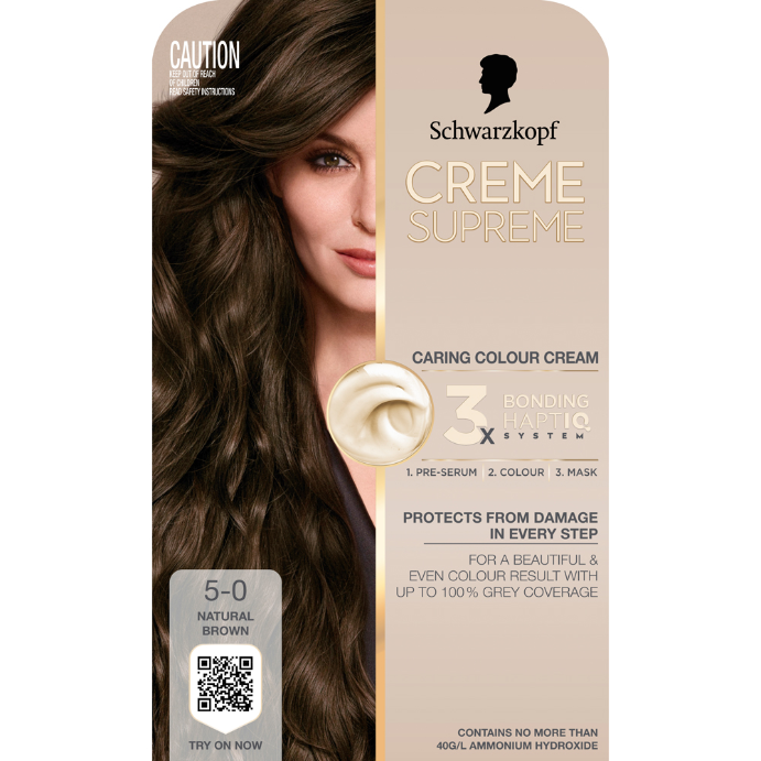 Schwarzkopf Creme Supreme Natural Brown Hair Dye 5-0 Permanent 245mL