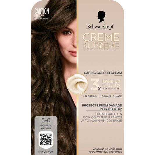 Schwarzkopf Creme Supreme Natural Brown Hair Dye 5-0 Permanent 245mL