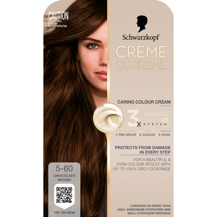 Schwarzkopf Creme Supreme Natural Brown Hair Dye 5-60 Permanent 245mL