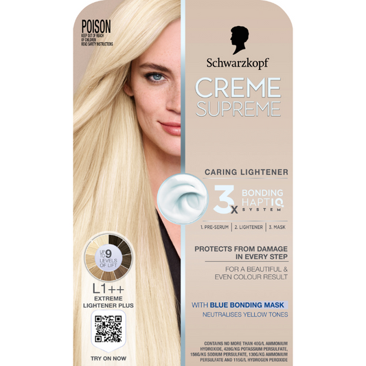 Schwarzkopf Creme Supreme Lightener Blonde Hair Dye L1++ Extreme Plus 245mL
