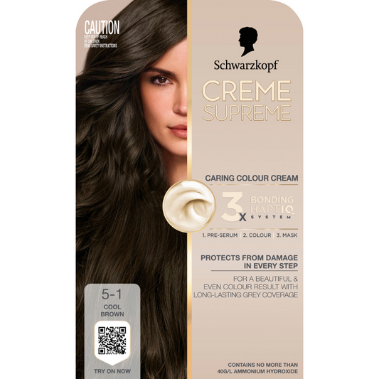 Schwarzkopf Creme Supreme Cool Brown Hair Dye 5-1 Permanent 245mL