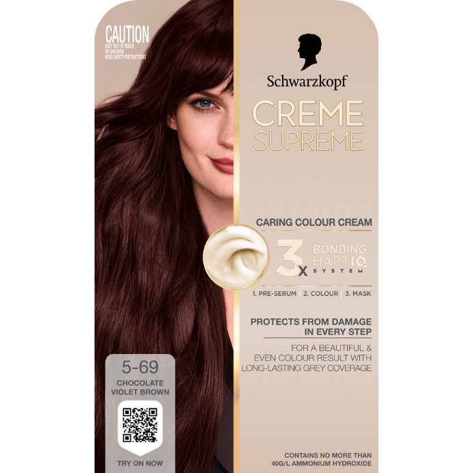 Schwarzkopf Creme Supreme Chocolate Violet Brown Hair Dye 5-69 Permanent 245mL