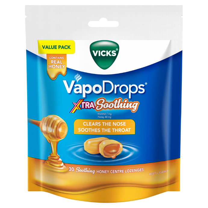 Vicks VapoDrops Xtra Soothing Soothing Honey Centre 30 Lozenges