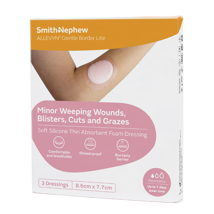 ALLEVYN Gentle Border Lite Oval 8.6cm x 7.7cm 3 Dressings