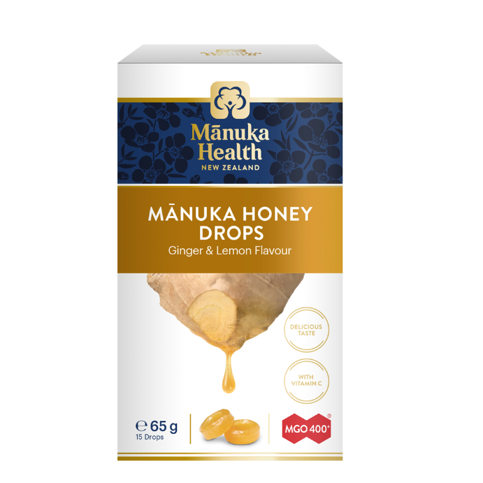 MANUKA HEALTH MGO 400+ Manuka Honey Drops - Ginger & Lemon 65g