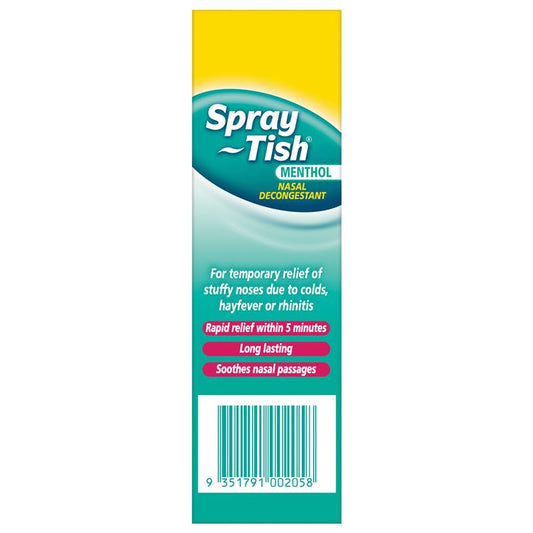 Spray Tish Nasal Decongestant Metered Dose Spray Menthol 10mL