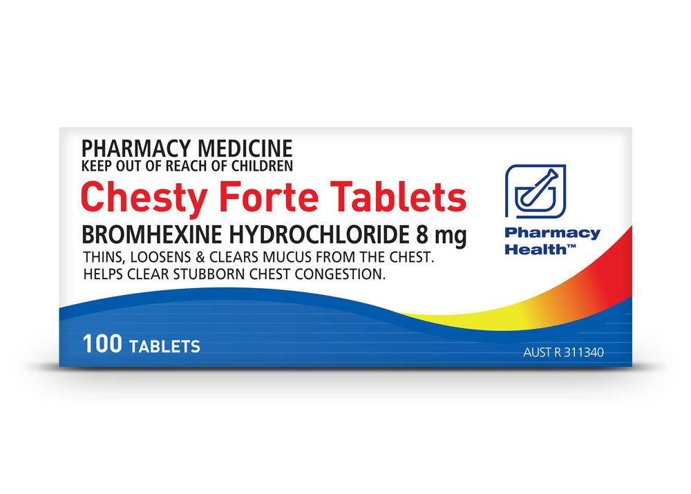 PHARMACY HEALTH Chesty Forte Bromhexine HCL 100 Tablets