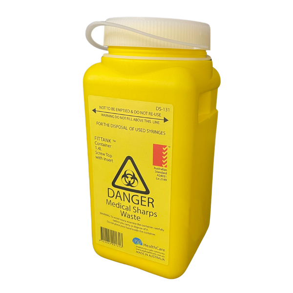 Fittank Sharps Container Re-sealable 1.4l