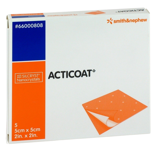 Acticoat Silver Antimicrobial Barrier Dressing 5cm x 5cm 5 Pack
